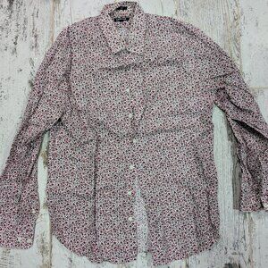 Express Slim fit White Floral print LS dress shirt